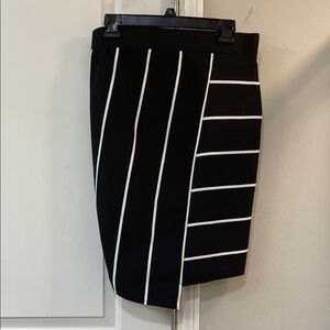 Black and White Striped Women's Skirt